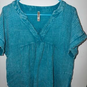 Zenana Teal Textured Women's Blouse